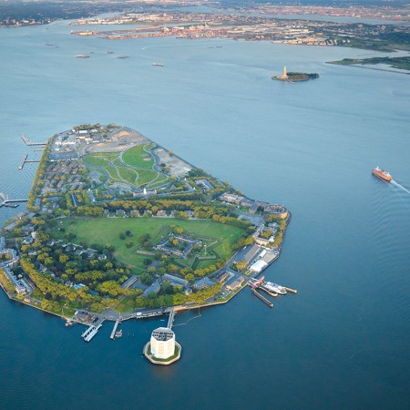 An aerial view of Governors Island.