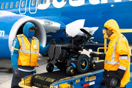 Wheelchair loading onto airplane