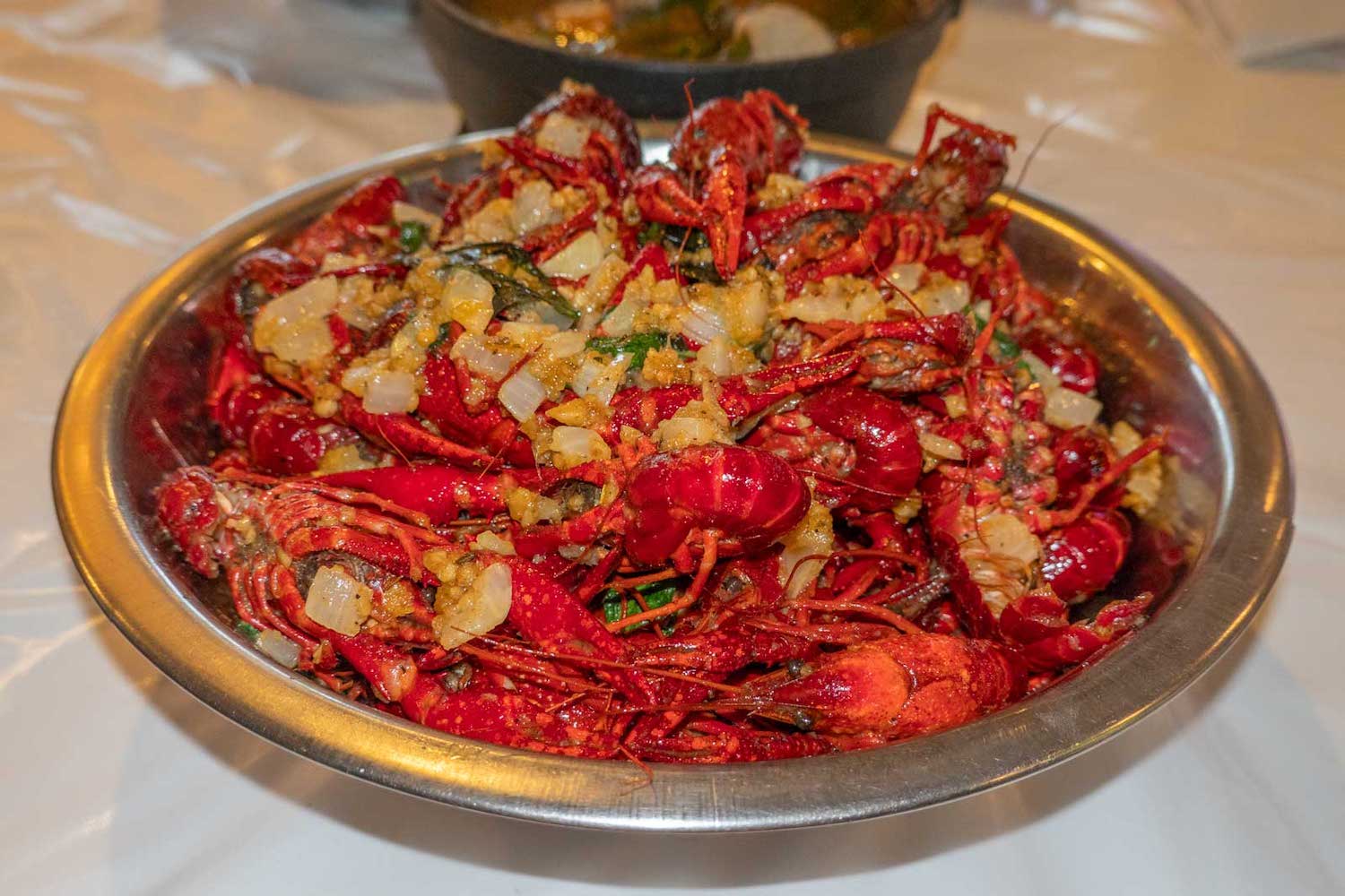 A plate of Viet-Cajun crawfish from Cajun Kitchen