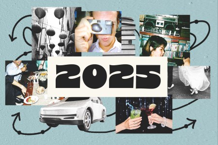 A collage of all the trends that will define the lives of American men in 2025, from cars to cocktails