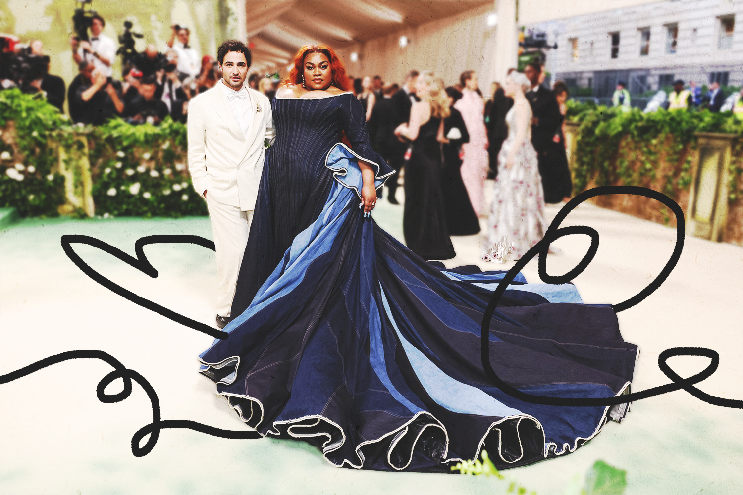 Zac Posen, the new creative director at Gap, with Da'Vine Joy Randolph at the 2024 Met Gala