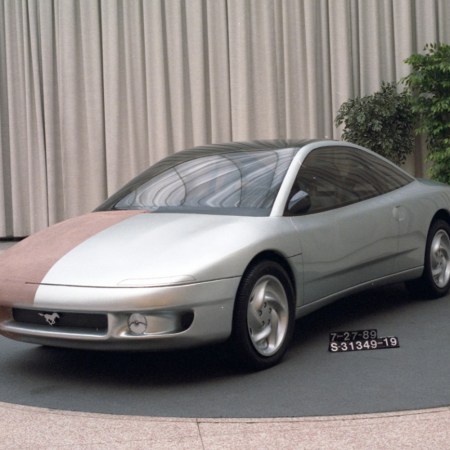 The fourth-generation Ford Mustang when the company was still considering a front-wheel-drive car made in partnership with Mazda. It would go on to become the Ford Probe.