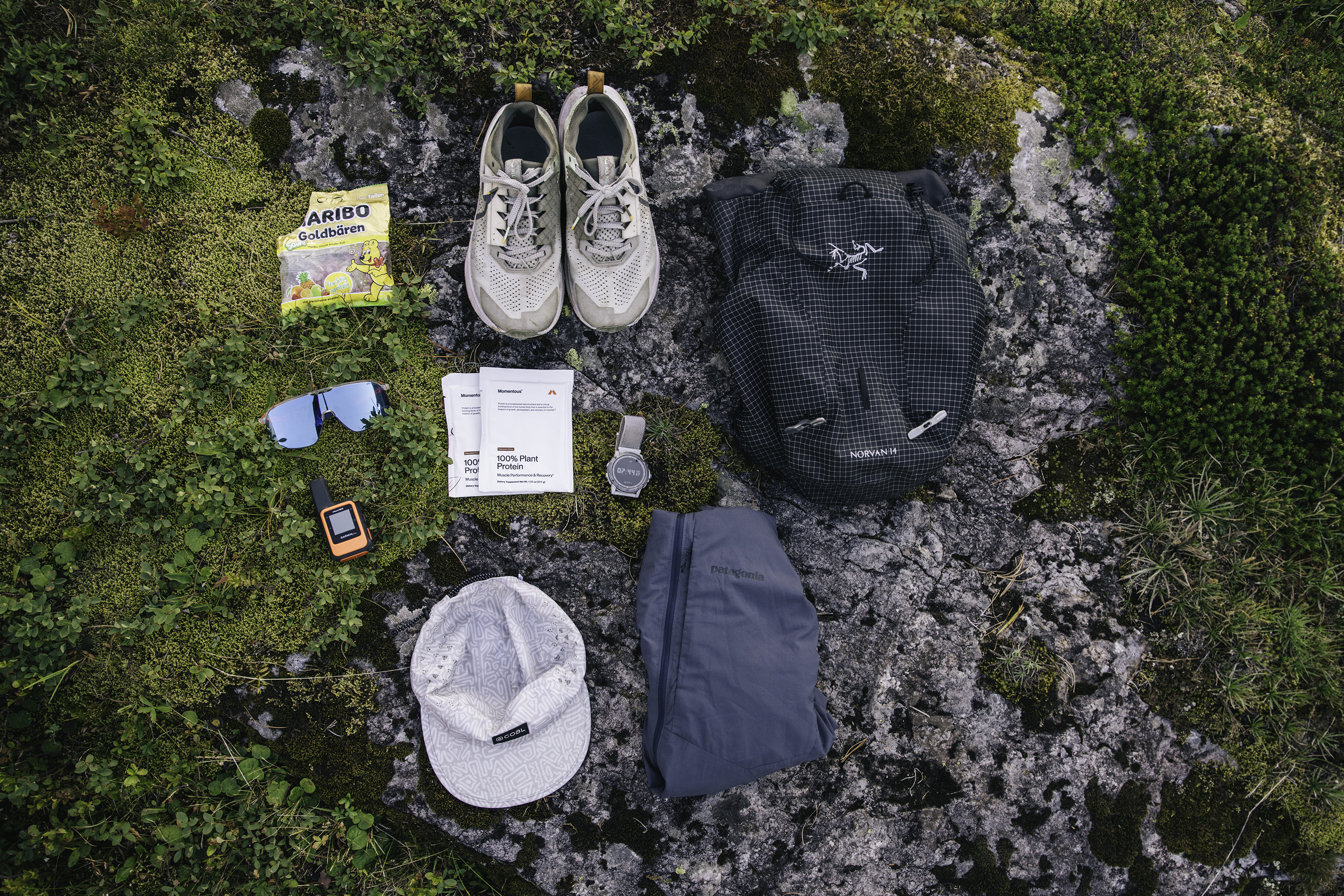 An overhead view of the gear our writer brought on his trip.