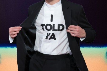 The "I TOLD YA" shirt from "Challengers," from designer Jonathan Anderson of Loewe