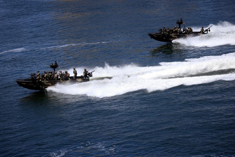 US Navy boats on the water