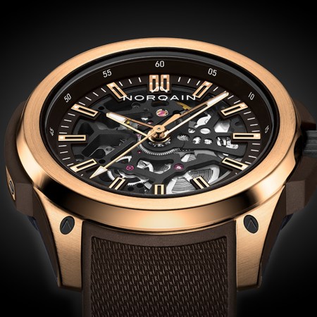 The Wild One Skeleton 42mm Gold from Norqain. The Swiss brand also offers one-off versions of the Wild One watch.