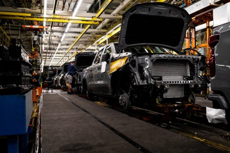 Trucks on assembly line