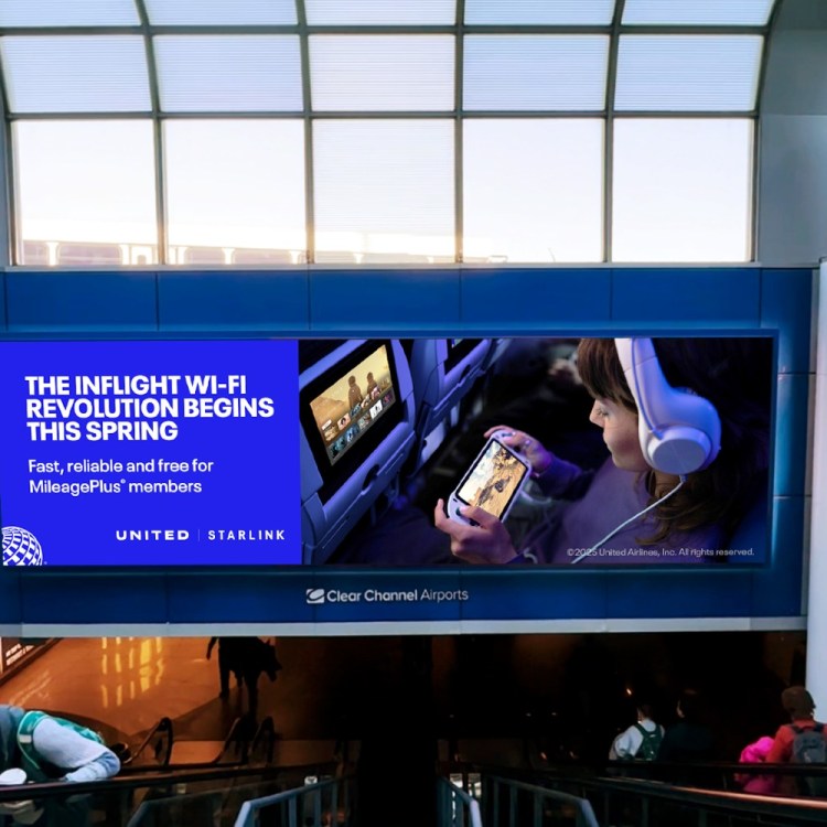 United and Starlink partnership signage