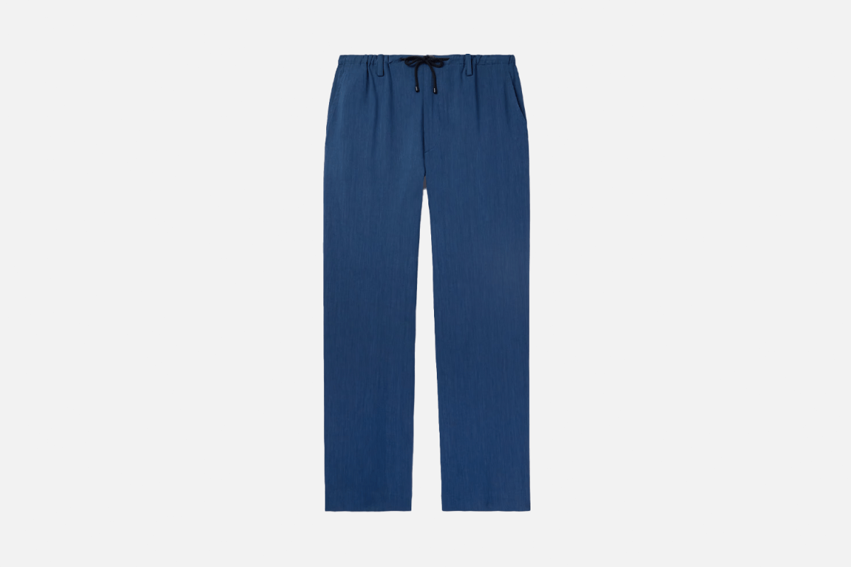 Dries Van Noten Navy Linen-Blend Pant