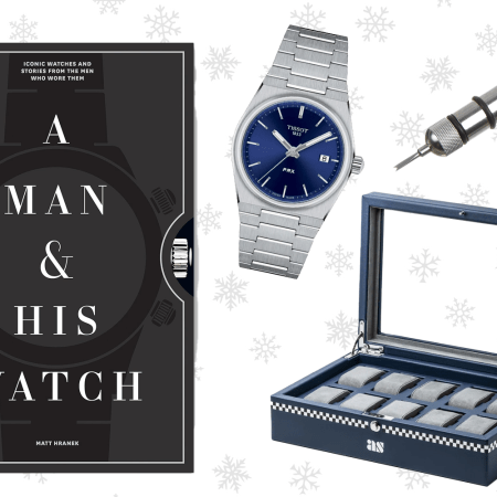 A Man & His Watch; Tissot PRX 35mm Quartz Blue Dial; Billet Spring Bar Tool; Analog:Shift Autosport Collection 10-Piece Watch Box